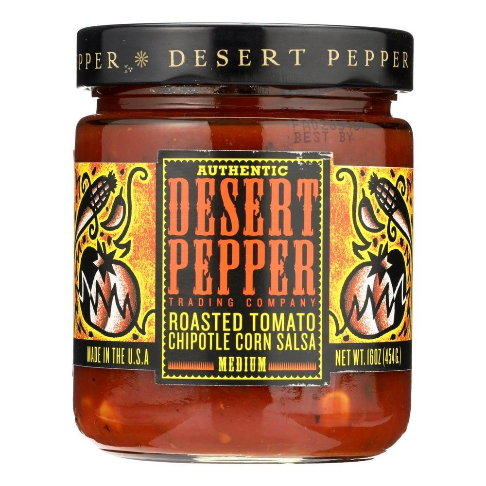 Desert Pepper Trading Medium Hot Roasted Tomato Chipotle Corn Salsa, 16