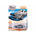 thumbnail image 5 of 2017 Ford Mustang GT Tribute Edition Ingot Silver Metallic with Petty Blue and Red 1/64 Diecast Model Car by Auto World, 5 of 6