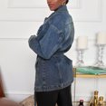 thumbnail image 3 of Vedolay Women Tops Women's Denim Ripped Frayed Jacket Long Sleeve Oversized Jean Coat with Pockets,Blue 3XL, 3 of 5