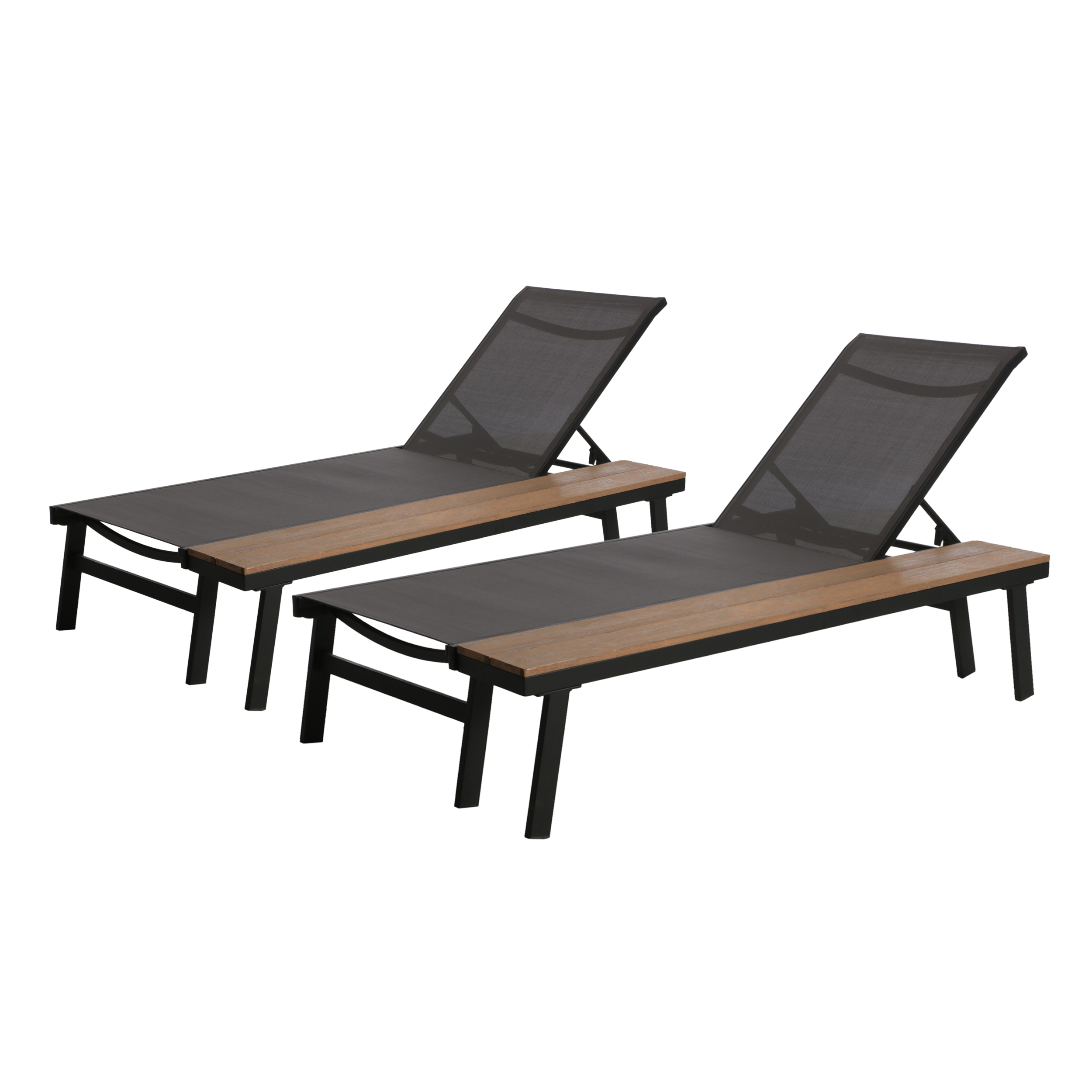 Killian Outdoor Mesh and Aluminum Chaise Lounge with Side Table, Set of 2, Gray - image 4 of 7