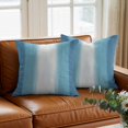 thumbnail image 3 of Throw Pillow Covers, Aqua Blue Striped Decorative Throw Pillow Covers 18x18 Inch, Blue White Ombre Farmhouse Gradient Square Linen Pillow Cases for Couch/Living Room/Sofa, 3 of 9