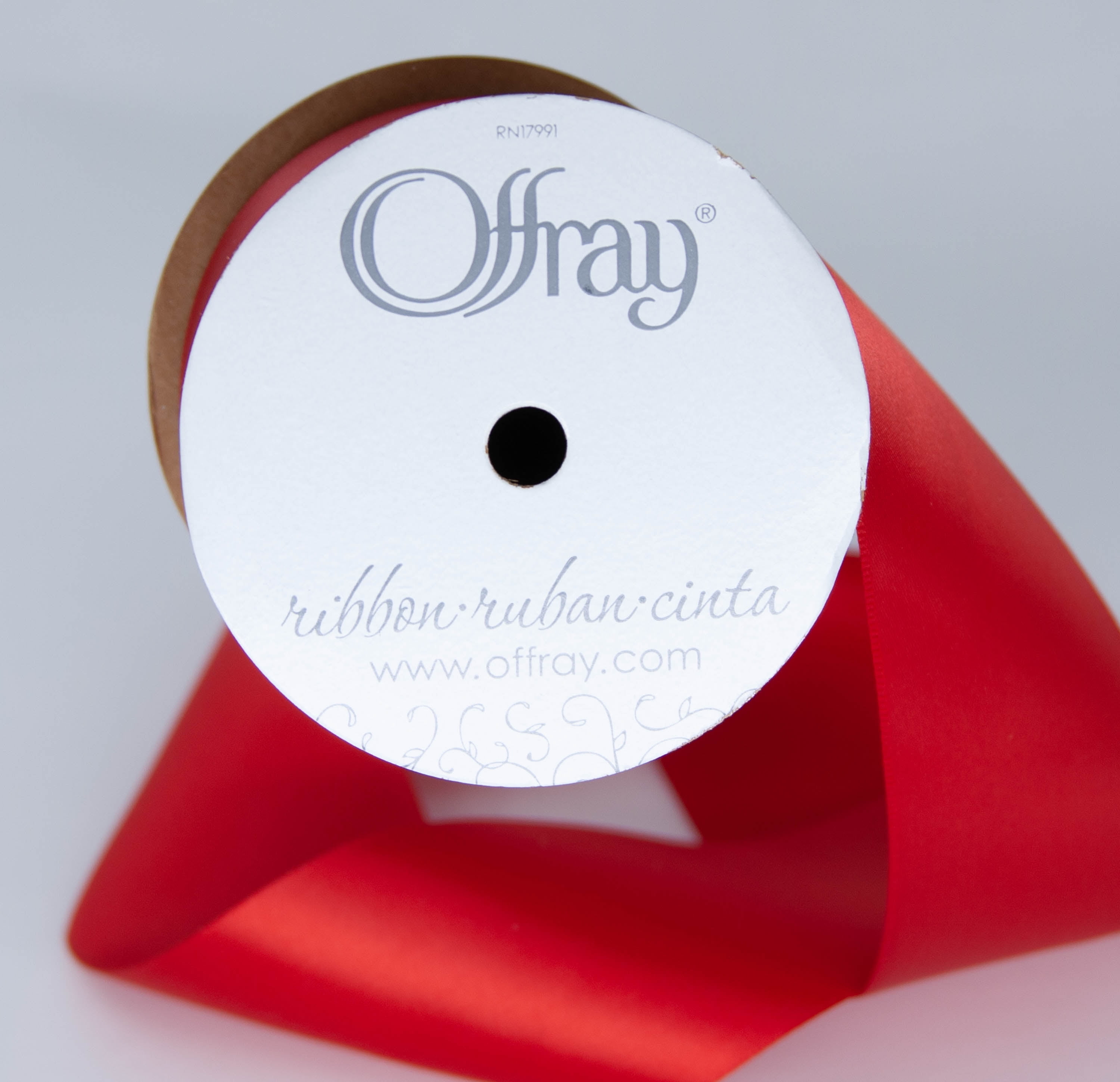 Offray Ribbon, Red 2 1/4 inch Single Face Satin Polyester Ribbon for Sewing, Crafts, and Gifting, 9 feet, 1 Each