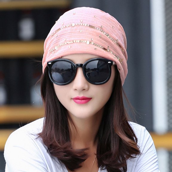 Gephdiin Bandana,Beanie Women Hijab Hat Lace Underscarf Head Cover Bonnet Cap Hat Bandanas for Women,Head Scarf Pink One Size