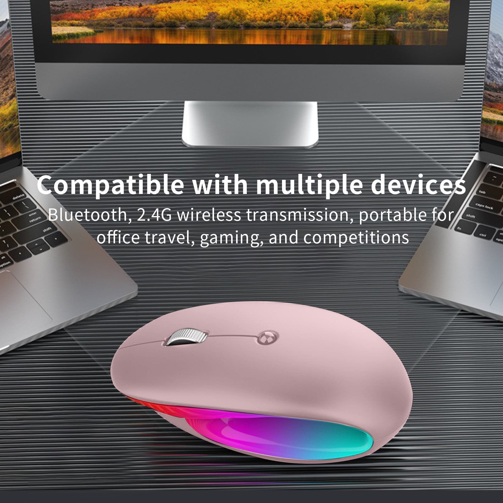 PPgejGEK Wireless Bluetooth Mouse Unique Design Type-c Fast Charging Long Battery Life Colourful LED Light Adjustable DpI Adaptable To A Wide Range Of Devices Reduced Price