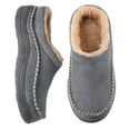 thumbnail image 6 of BdTemWBs Mens Slippers Warm Fuzzy Memory Foam Indoor Outdoor Cozy Slippers -On Moccasin House Shoes with Non- Sole, Fluffy Wide Loafer Slippers (Grey,11-12), 6 of 10