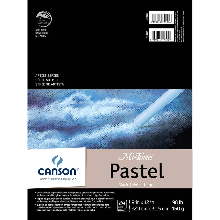 Canson MiTeintes Pastels Paper Pad, 9" x 12", Black, 24 Sheets