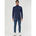 thumbnail image 3 of Camisa de manga larga uxcell Cuello de Cisne Ajuste Delgado Casual Azul Oscuro 52, 3 of 7