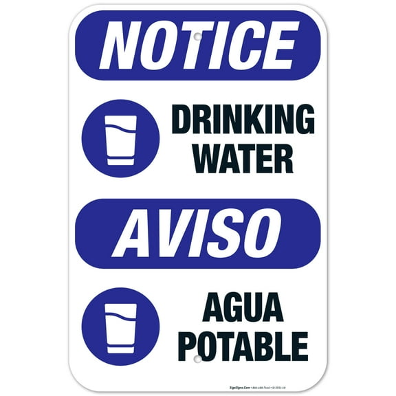 Drinking Water Bilingual Sign, OSHA Notice Sign,
