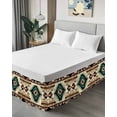 thumbnail image 4 of Abstract Ethnic Style Bed Skirt Queen Size 18" Drop Retro Brown Red Weaving Pattern Ruffled Wrap Around Bed Skirts Adjustable Elastic Bedskirt Dust Ruffle for Queen Size Bed, 4 of 7