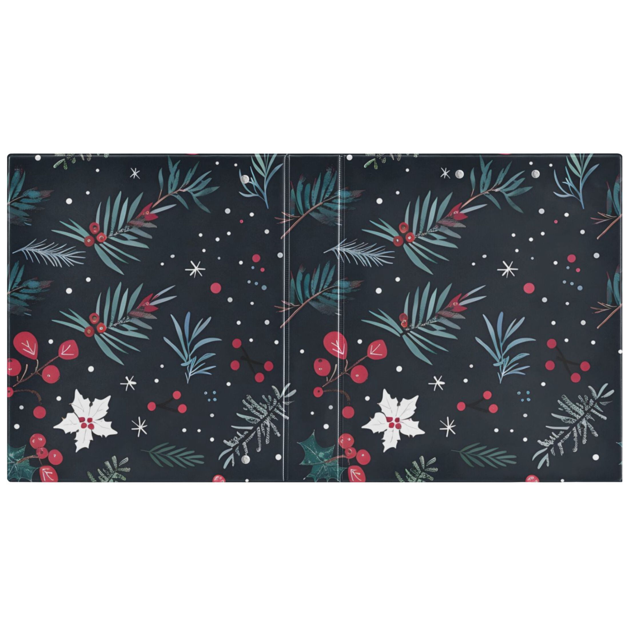 Christmas Leaves 3 Ring Binders 1.5 inch Hardcover File Folders with Interior Pockets A4 Size Organizer for School Office Hospital