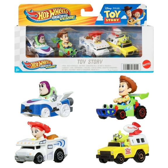 Hot Wheels RacerVerse™, Set of 4 Die-Cast Hot Wheels® Cars with Pop Culture Characters as Drivers