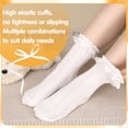 thumbnail image 6 of Bocaoying 6 Pairs Womens Ruffle Socks, Cute Lace Socks with Bowties, Comfortable Frilly Socks, Lettuce Socks, Princess Style Dress Crew Socks Lolita Gift for Ladies Girls, White and Black, 6 of 8