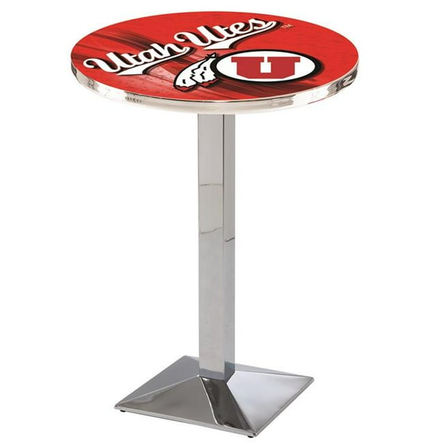 Holland Bar Stool L217C4228UtahUn-D2 42 Po Utah Utes Table de Pub avec 28 Po Top&44; Chrome
