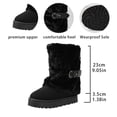 thumbnail image 6 of Fur Boots,Womens Winter Boots,Women's Faux Fur Mid Calf Snow Boots - Round Toe Suede Warm Fur Lined Platform Flat Comfort Outdoor Winter Fashion Boots(Black 39), 6 of 9