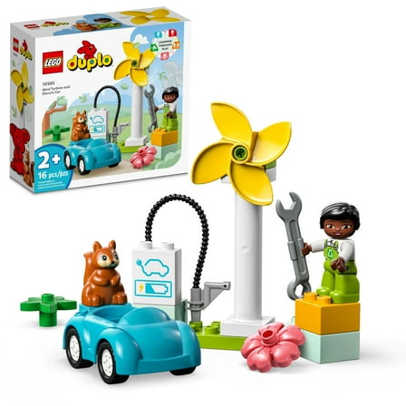 LEGO DUPLO Town Wind Turbine and Electric Car 10985 Developmental Building Block Toy for Preschoolers