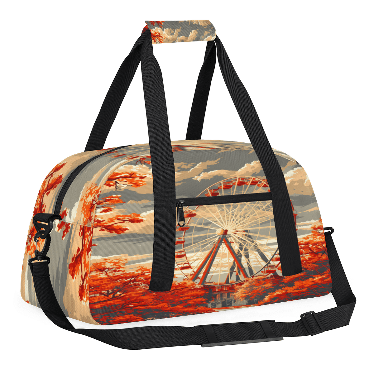 Herdesigns Ferris Wheel Sports Duffle Bag for Women & Men, Romantic Theme Gym Bag Dance Bag Overnight Bag Carry On Weekender Travel Bag
