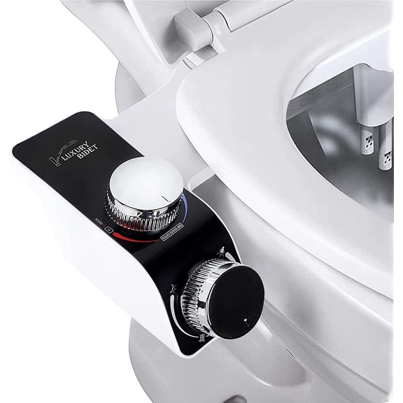Bidet Attachment for Toilet Seat, Non-Electric Bidet Hot and Cold Fresh Water for Frontal & Rear Wash with Self-cleaning Dual Nozzles and Adjustable Pressure Control