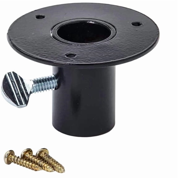 Norlix Galvanized Steel Bird Feeder Pole Mounting Flange Bracket with Screws, Heavy Duty Outdoor Mounting Hardware for Bird Feeders, Black