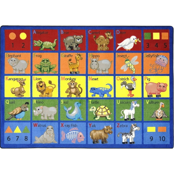 Animal Phonics 7'8" x 10'9" area rug in color Multi
