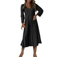 thumbnail image 2 of Gspmoly Robes pour Femmes, Robe Décontractée à Col Rond pour Femmes à Manches Longues Lanterne, Chandail à Enfiler avec Ceinture, Robe de Couleur Unie, Robes d'Été pour Femmes Offres des Fêtes, 2 of 7