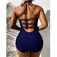 thumbnail image 2 of Hilor Women's Halter One Piece Swimsuit Lace Up Strappy Monokini Swimwear Low Back Slimming Bathing Suits, 2 of 7