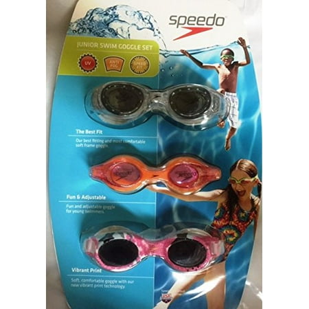 Junior Swim Goggle Set (3 Pack, Girl), UV Protects your eyes from the sun's harmful UVA and UVB rays By Speedo From