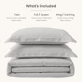 thumbnail image 6 of Bioweaves 100% Organic Cotton Full/Queen Duvet Cover Set, 3-Piece, 300 Thread Count Sateen Weave GOTS Certified Comforter Cover with Buttoned Closure and 2 Pillow Shams – Silver, 90x90 inches, 6 of 9