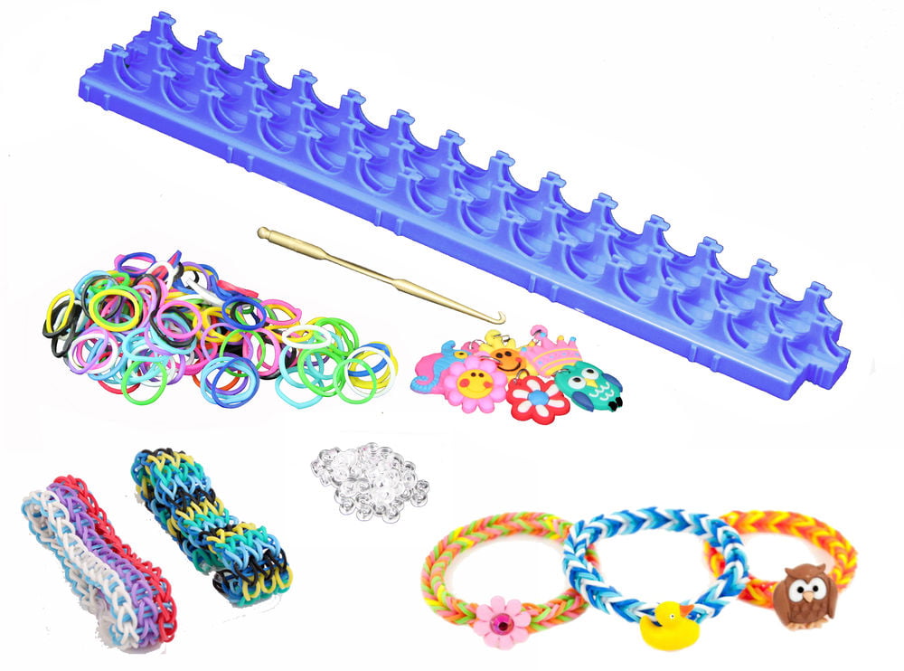 Loom Bands 1200pcs Set Rubber Board Bracelet Making DIY Tools Hooks Traditional 
