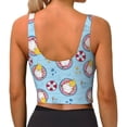 thumbnail image 3 of Fotbe Gnome Pool Party Pattern Womens' Sports Bra Longline Wirefree Padded with Medium Support Sports Moisture-Wicking Workou Vest,Tank Top-Small, 3 of 9