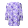 thumbnail image 5 of Womens Cotton T Shirts Crewneck 3/4 Sleeve Dog Paw Print Graphic Tee Casual Tops for Dog Mom, Pet Lovers (L, Purple 01), 5 of 5