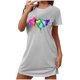 thumbnail image 2 of Camisón corto de talla grande para mujer, camisón de manga corta con estampado de pecho a la moda, camisón para mujer, 2 of 5