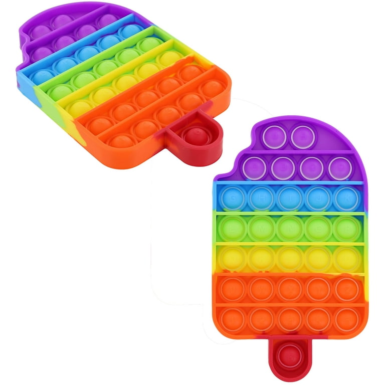 BOB Gift Pop Fidget Toy Rainbow Popsicle 32-Button Silicone Bubble Popping  Game