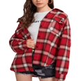 thumbnail image 4 of Women Plaid Shirt Flannel Oversized Checked Shirt Long Sleeve Blouse Tops, 4 of 6