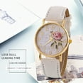 thumbnail image 2 of Resicozy Women's Gold Watch Leather Strap Small Watch with White Dial Flower Printed Casual Fashion Quartz Wristwatch White, 2 of 3