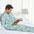 thumbnail image 6 of Daiia Bee Flower for Men's Long-Sleeved Pajama Set – Soft & Comfortable Sleepwear Button-Up Pajamas Cozy Lounge Wear-X-Large, 6 of 7