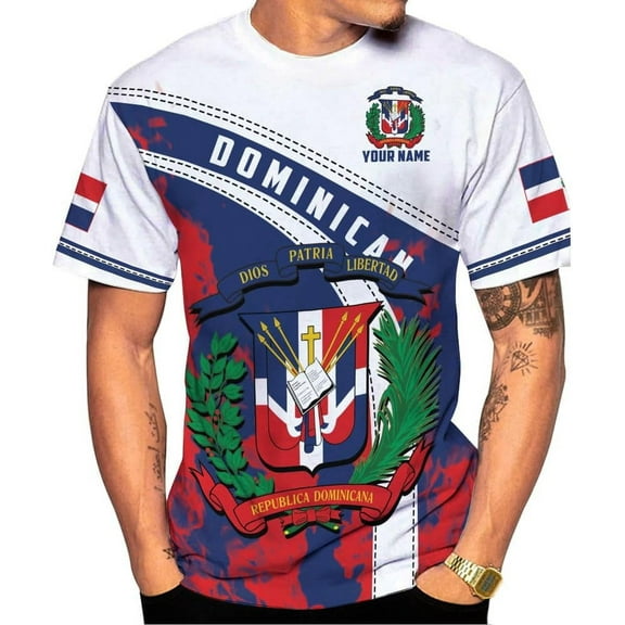 Personalized Dominican Shirt 3D, Dominican Republic Shirts, Dominican Flag Unisex Republica Dominicana Shirt S-5XL (S)