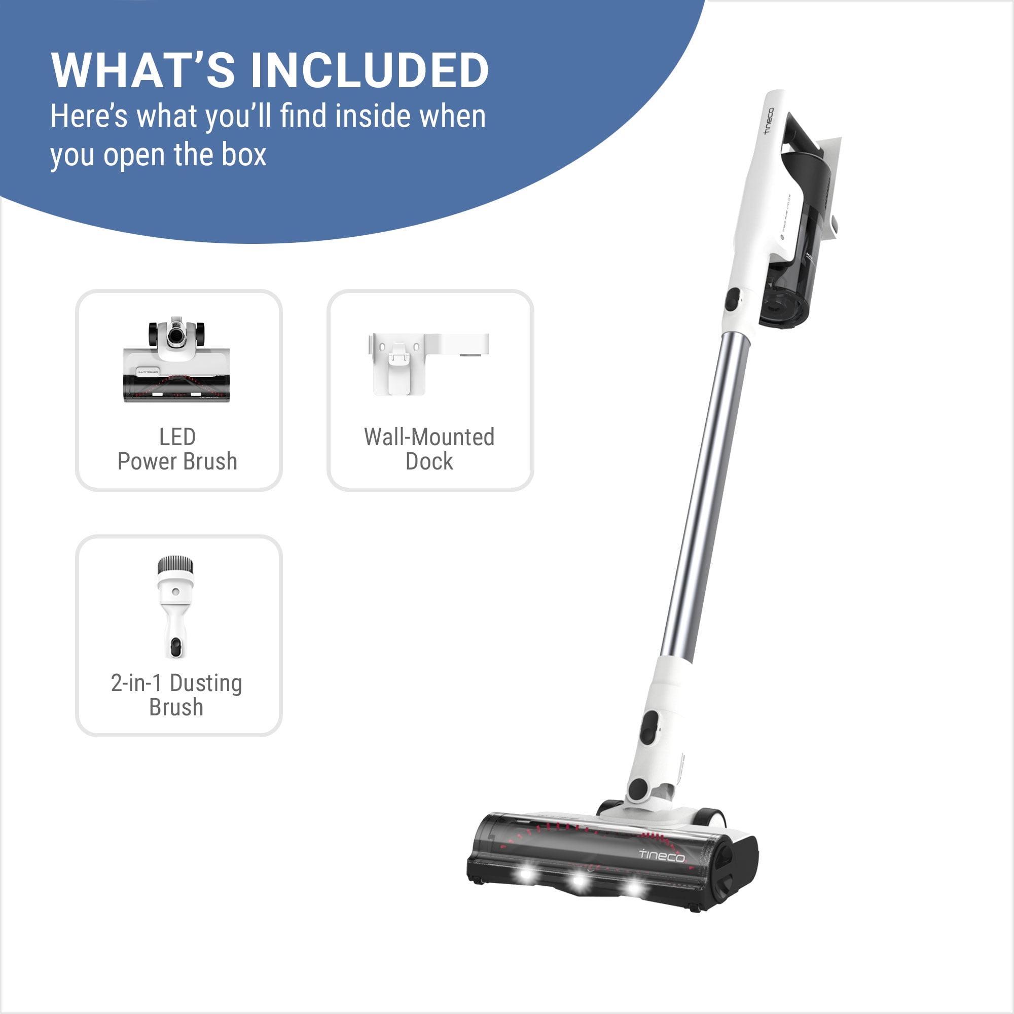 Open Box Tineco GO Slim Cordless Stick Vacuum, For Carpet & Hard Floors, HEPA Filter & LED Headlights, 40 Minute Run-Time, Ideal for Daily Cleaning
