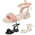 thumbnail image 4 of Kids Baby Girl's Sandals Fashion Pearl Bow Design With Princess Dress Princess Shoes Little Child/Big Kids Beige 4.5 Years-5 Years, 4 of 7