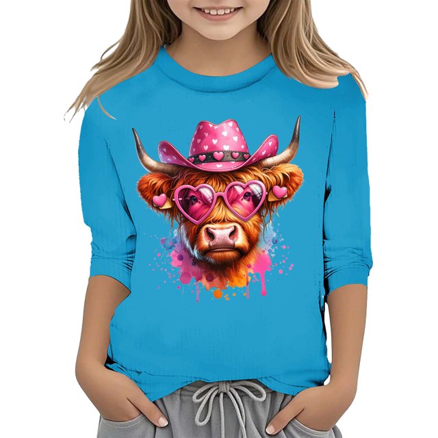 TZEWGL T-Shirts pour Nouveau-Né Imprimé Col Rond Ample Manches Courtes Raccourcies Blouse pour Bébé Taille 5-6T
