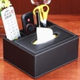 thumbnail image 1 of Caja de pañuelos multifunción de cuero PU, portalápices, caja de almacenamiento con Control remoto, organizador de escritorio, mesa de escritorio de oficina Xemadio WRMH-606, 1 of 1