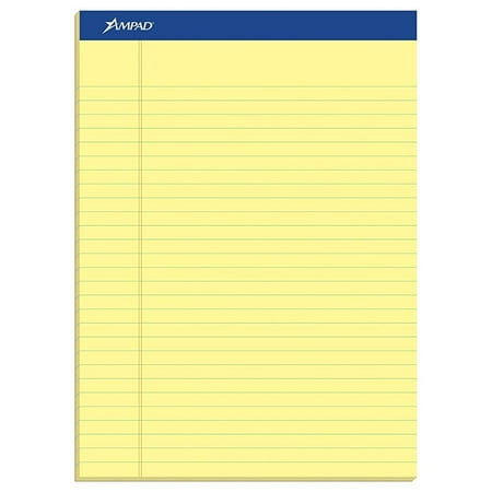 Ampad Legal Pad - Ampad 20-270 Evidence Perf 8-1/2x11-3/4 Legal Rule Pads, Margin, Canary, 50 Shts, Doz.