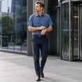 thumbnail image 3 of AZoiNM Men's Short Sleeve Dress Shirt, 60% Cotton 40% Linen Vertical Stripe Loose Fit Button Down Business Casual Summer Breathable Tops, 3 of 6