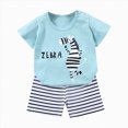 thumbnail image 1 of COMVALUE Ensemble T-Shirt à Manches Courtes et Short pour Enfants avec Graphique d'Animaux (Bleu Pâle, 3-4 Ans), 1 of 4