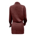 thumbnail image 5 of QHFBli Women Dressy Casual 2 Piece Outfits Striped Long Sleeve Button Down Shirt and Mini Skirt Matching Set, 5 of 5