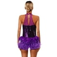 thumbnail image 5 of Zaldita Women's Glitter Sequins Leotard Tulle Tutu Skirted Bodysuit Ballroom Dance Cocktail Dress Purple M, 5 of 7
