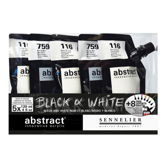 Set de pintura acrílica Sennelier Abstract Black & White de 5 piezas