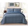 thumbnail image 3 of Mandala Lattice and Velvet 3-piece Quilt set Full/Queen indigo, 3 of 4