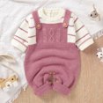 thumbnail image 6 of Mercatoo Newborn Baby Knitted Jumpsuit Overalls Striped Button Crotch Long Sleeve Rompe1 Sweater Infant Winter Warm Daily Onesi, 6 of 6