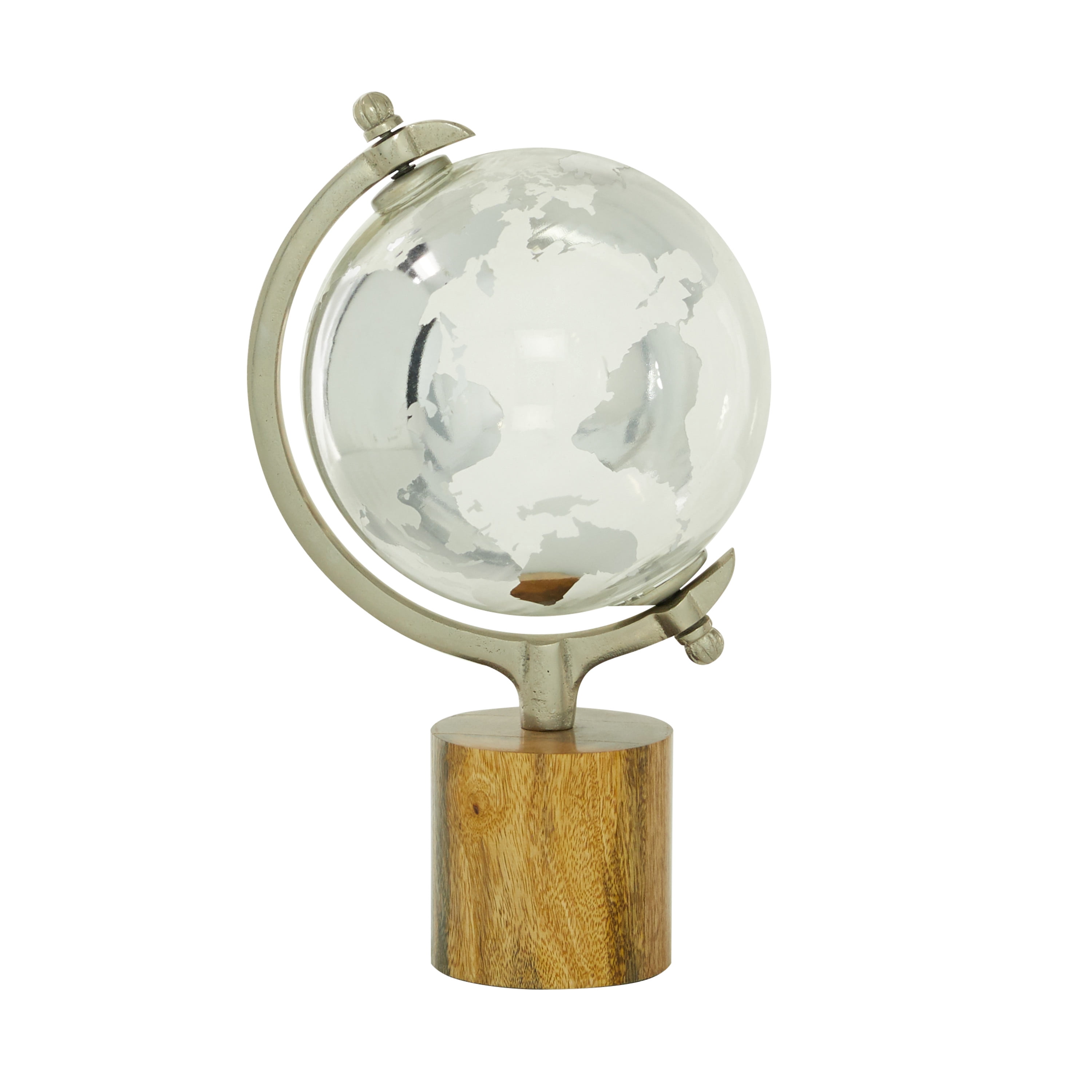 DecMode 8" Silver Globe with Brown Base
