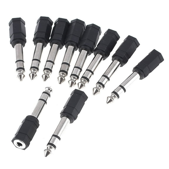 REGALWOVEN  10 Pcs 3.5mm Stereo Male to 6.35mm Female Socket Audio Adapter